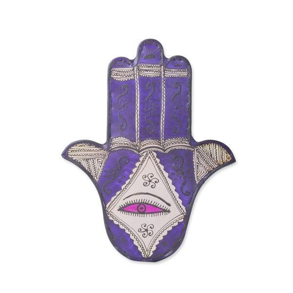 Aplique marroquí de piel y forja - Mano de Fátima