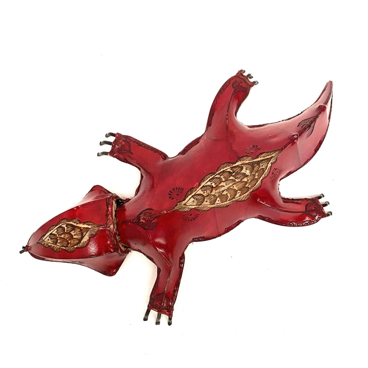 Aplique marroquí de piel lagarto rojo