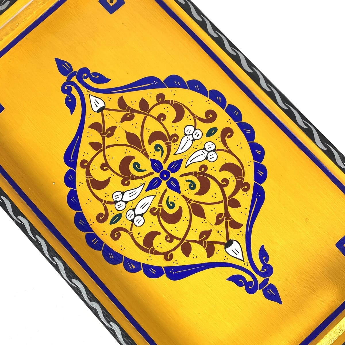 bandeja de té marroquí amarilla dibujada