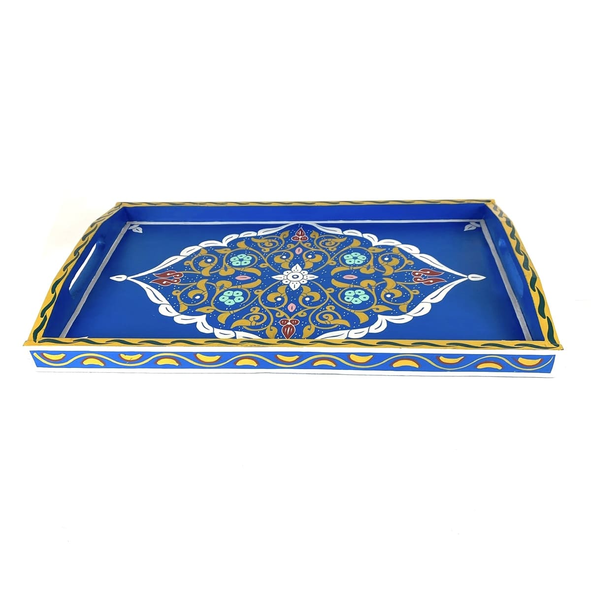 Vassoio Marocchino In Alluminio Marrakesch 30cm - Vassoio Da Tè Orientale Argento Per Decorazione Ramadan E Tavola - Foto 4