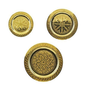 Handgeschnitztes marokkanisches Tablett aus goldenem Messing 45 bis 100cm
