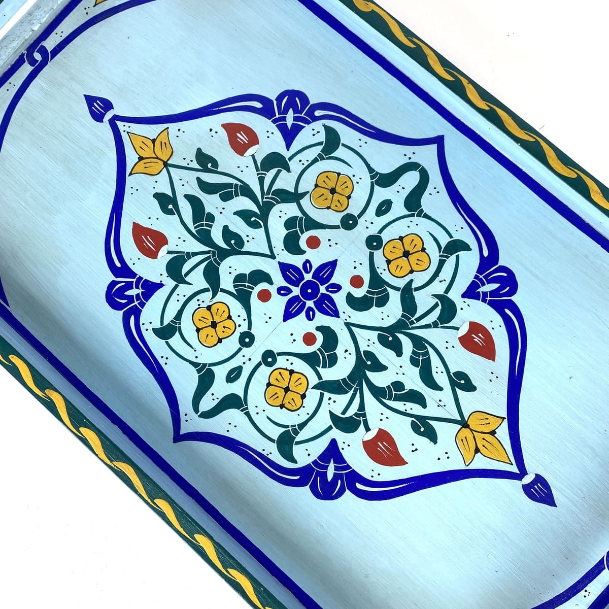 bandeja de té marroquí celeste pintada