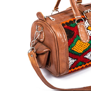 Bolso marroquí de cuero con kilim
