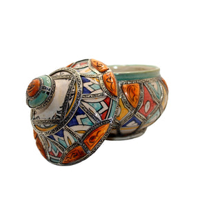 Bombonera árabe de cerámica y hueso