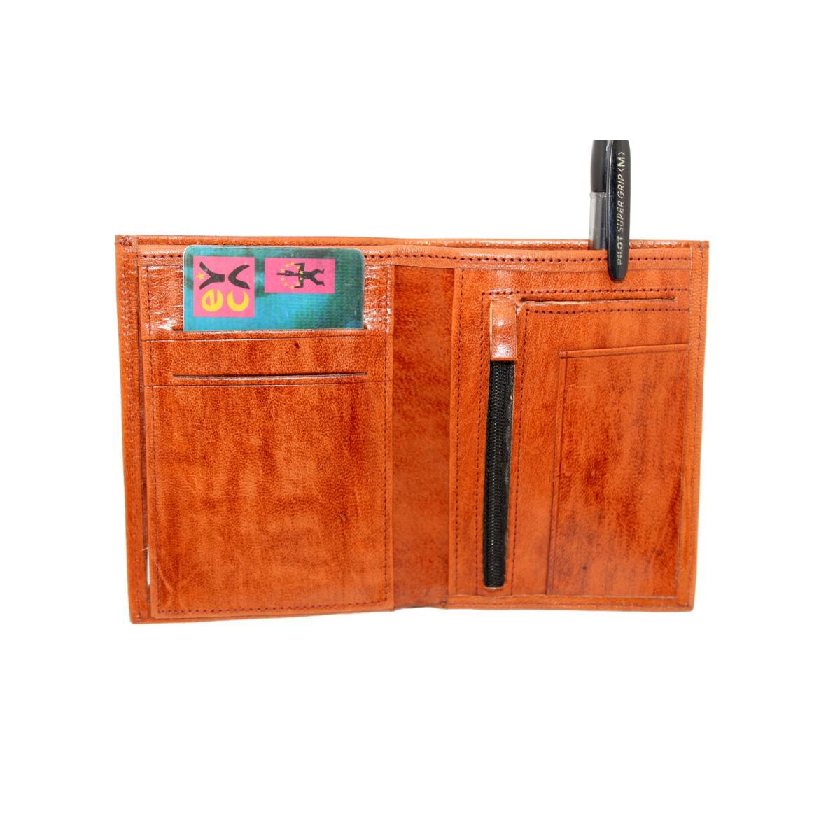 Cartera marroquí de cuero natural para caballero