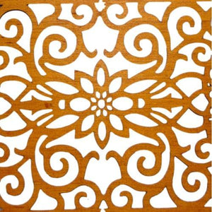 Celosía árabe de madera con cenefa floral - 60x30cm