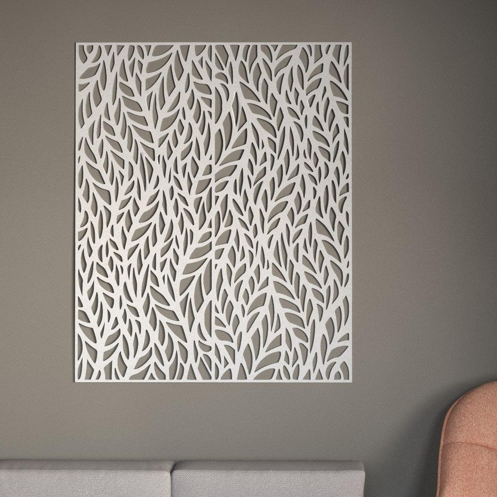 Celosía Madera Blanca - Diseño Otoño - 100 x 80 cm