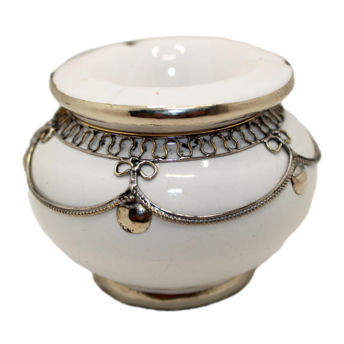 Cenicero árabe de cerámica y alpaca