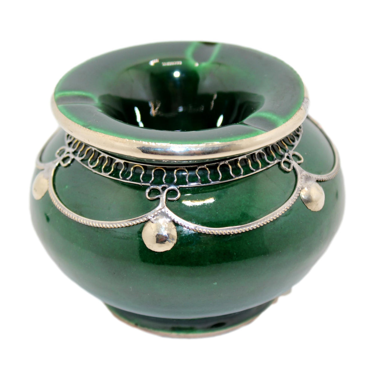 Cenicero árabe de cerámica y alpaca