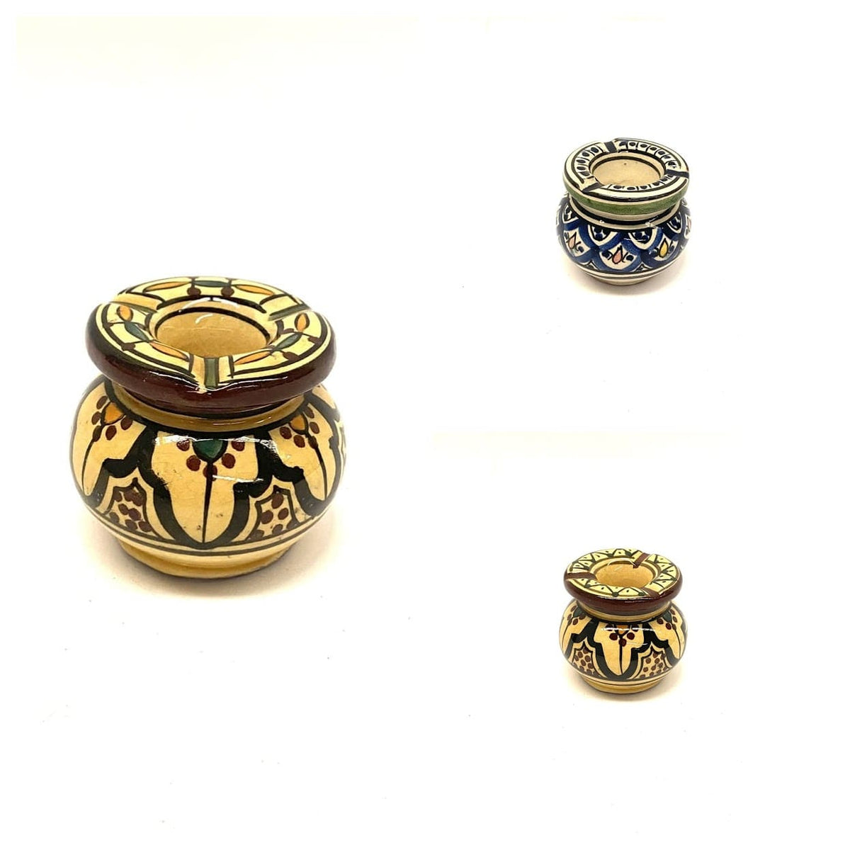 Cenicero marroquí de cerámica pintado