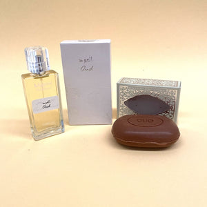 Cesta Perfume Árabe Oud MADINI + Pastilla Jabón