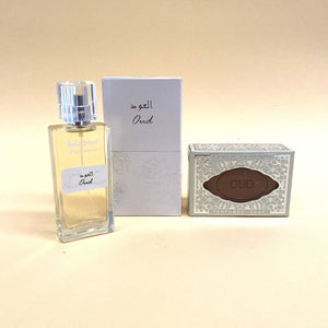 Cesta Perfume Árabe Oud MADINI + Pastilla Jabón