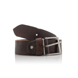 Cinturón de cuero natural marrón oscuro