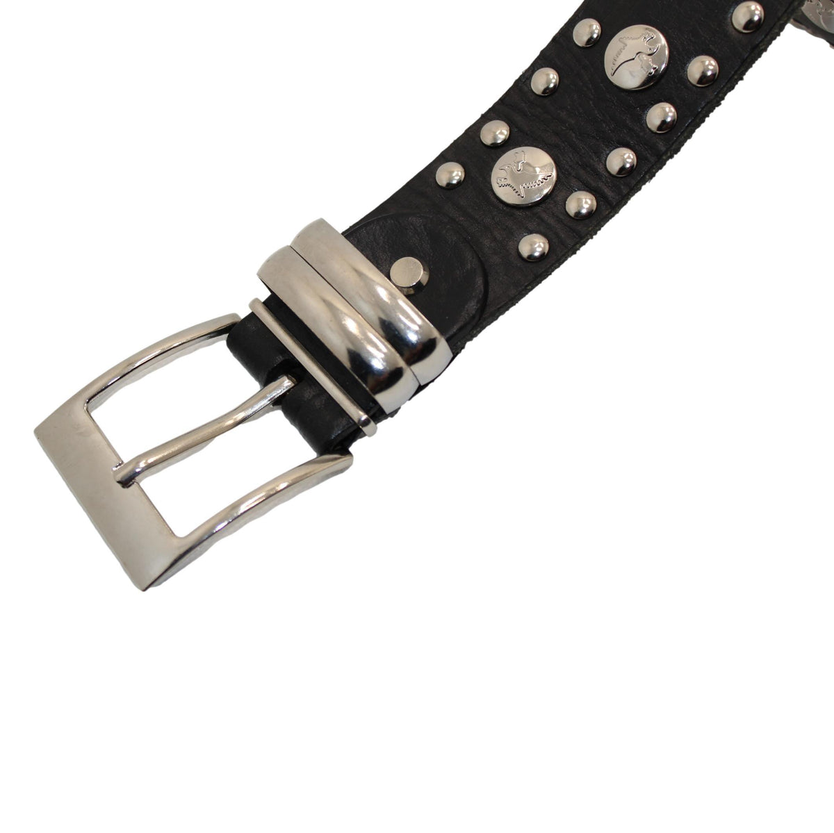 Cinturón marroquí de cuero natural negro rockero