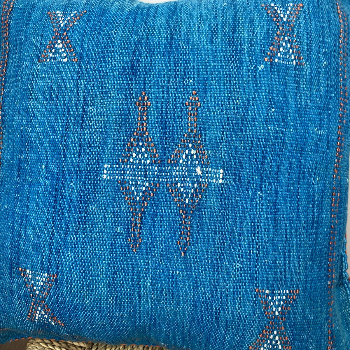 cojín seda cactus azul océano detalle