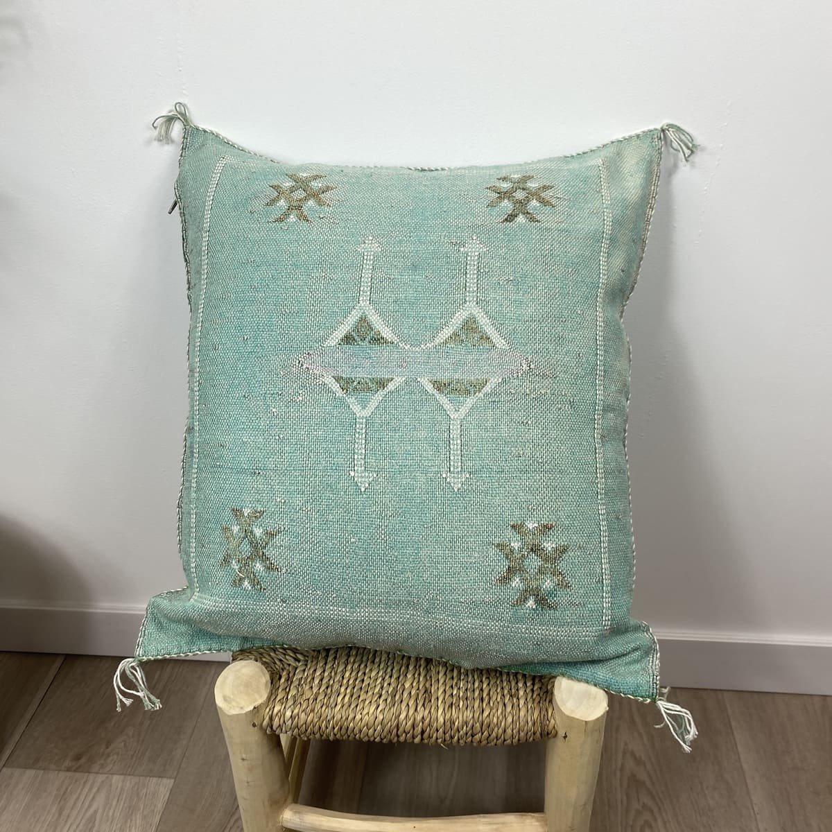 cojín seda de cactus turquesa