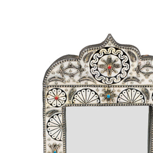 Conjunto de espejo y baúl de hueso árabe exclusivos