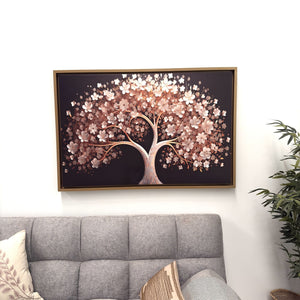 cuadro árbol blanco flores detalle