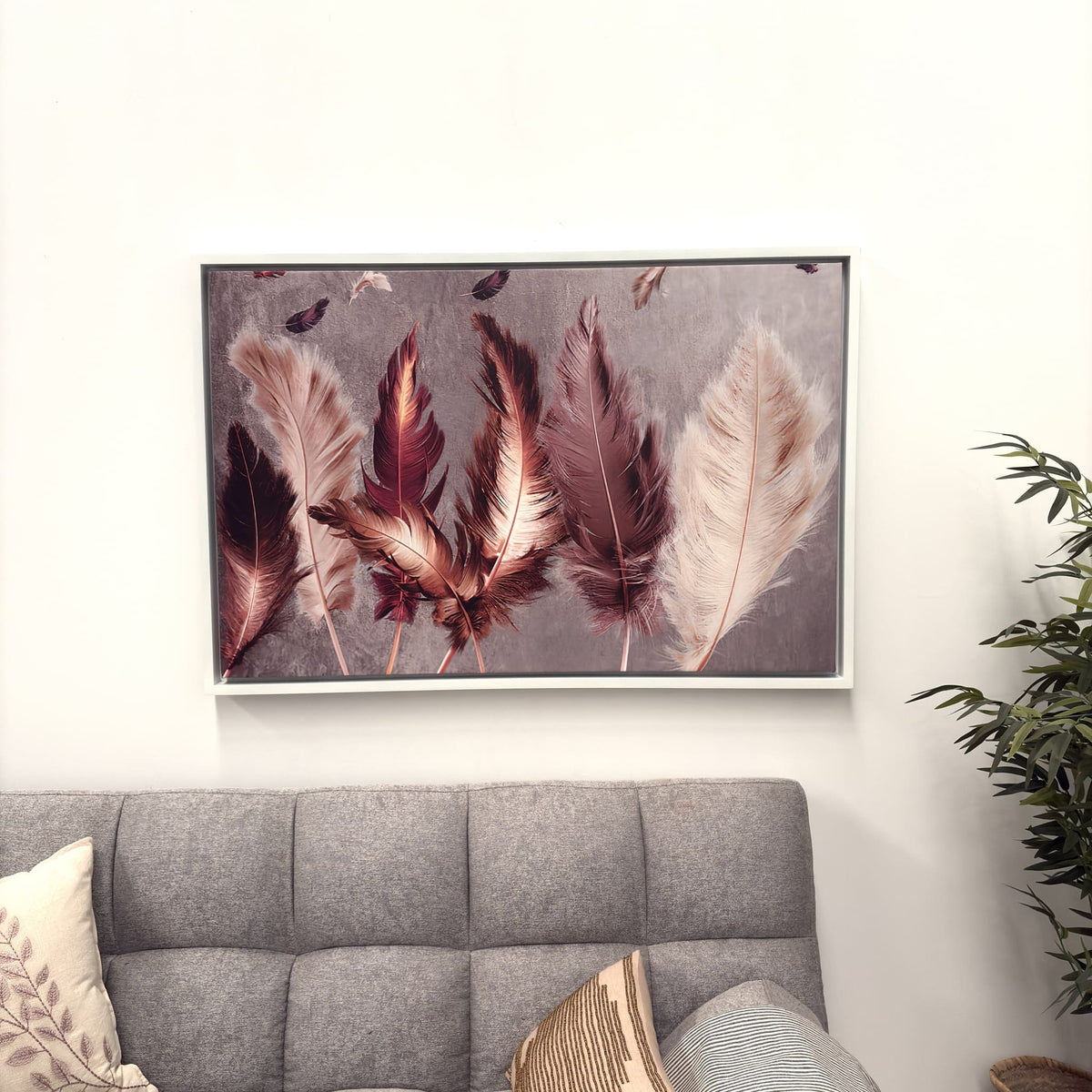 cuadro plumas naturaleza detalle