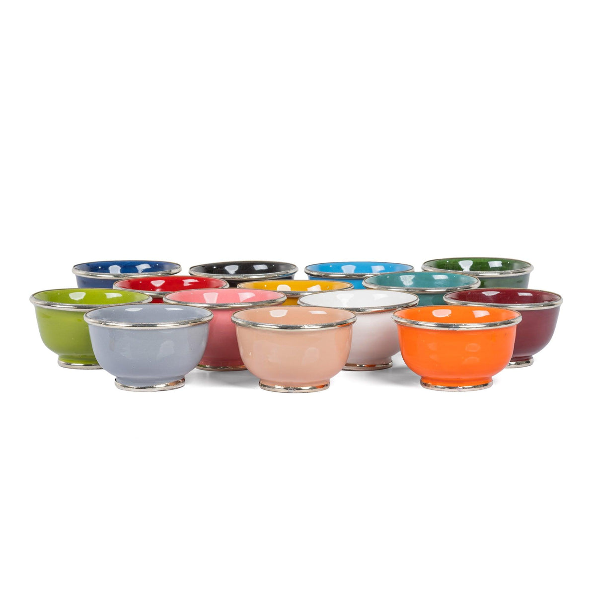 Cuenco árabe de cerámica y alpaca en varios colores