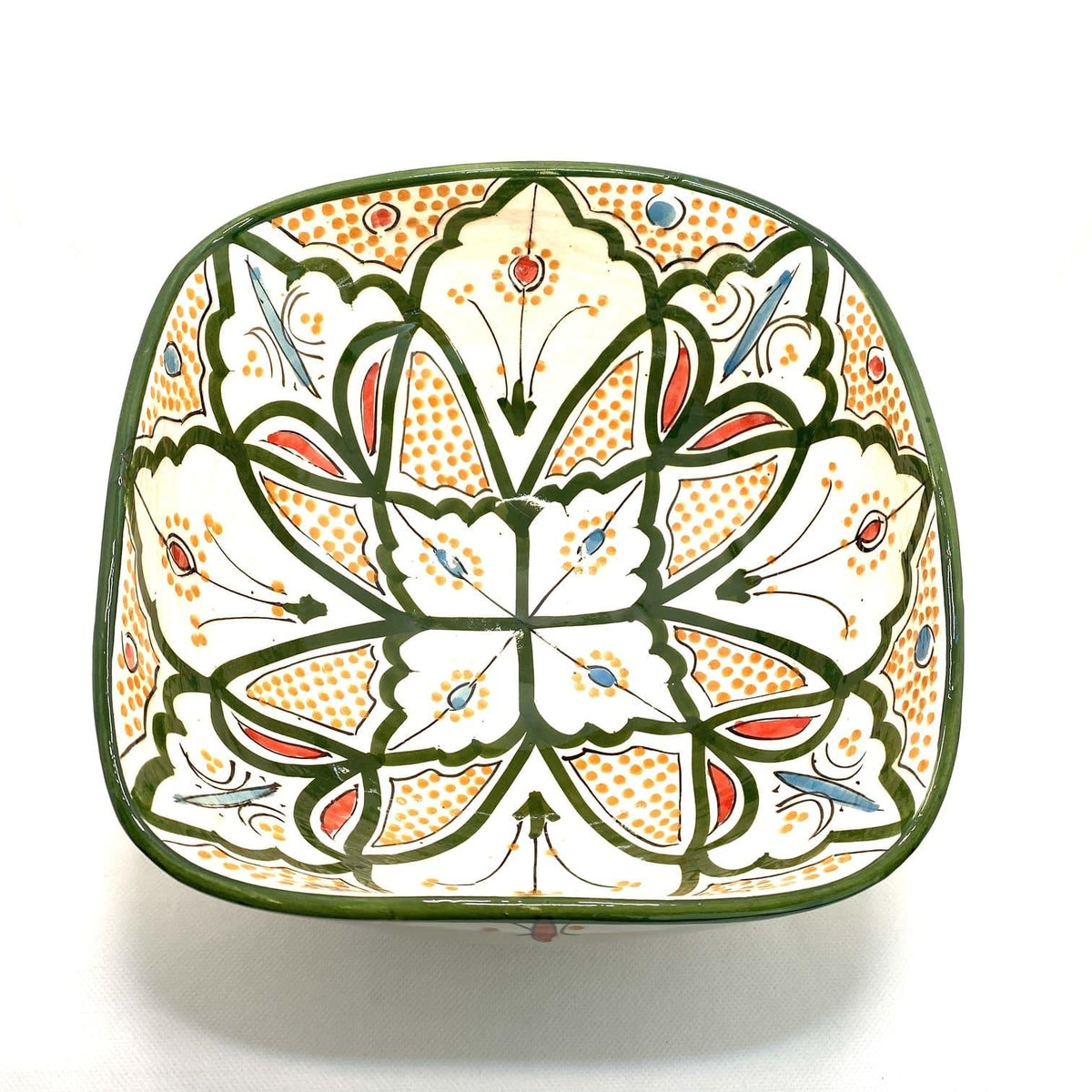 Ensaladera marroquí de cerámica verde 23x23cm