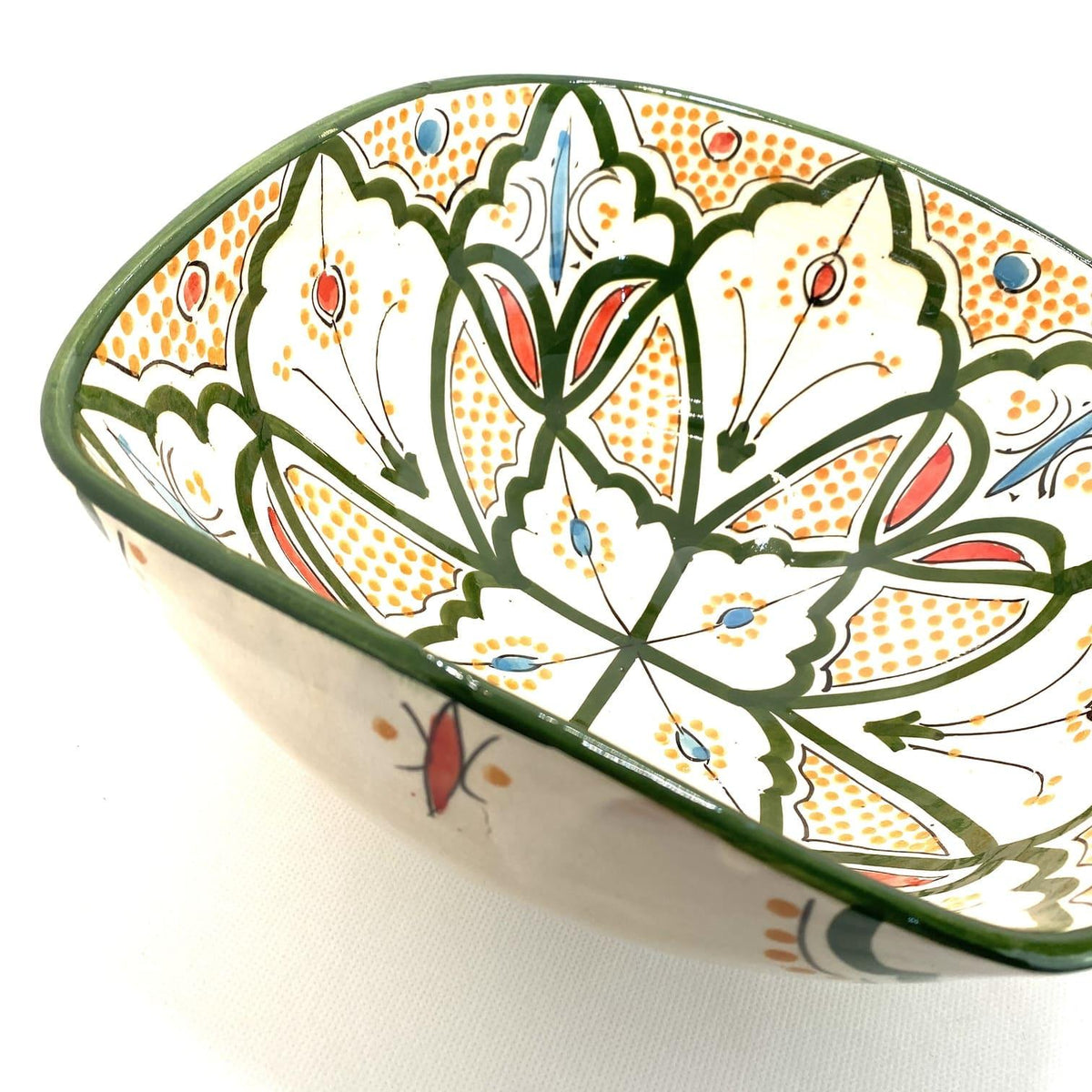 Ensaladera marroquí de cerámica verde 23x23cm