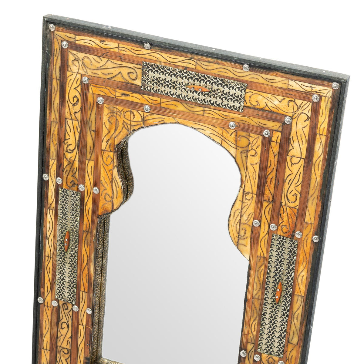 Espejo marroquí arco artesano de hueso