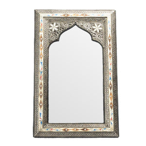 Marokkanischer Spiegel mit Alpaka und weißem Knochenbogen