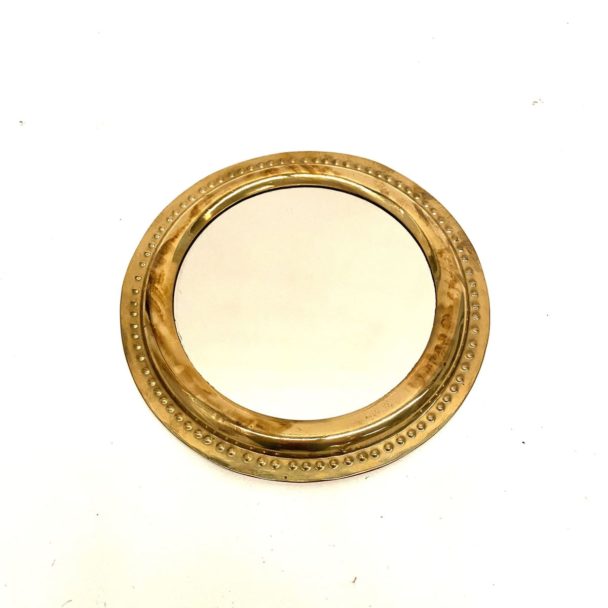 espejo redondo de latón dorado