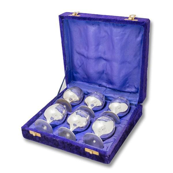 Estuche Árabe Premium de 6 Copas de Níquel Bañadas en Plata