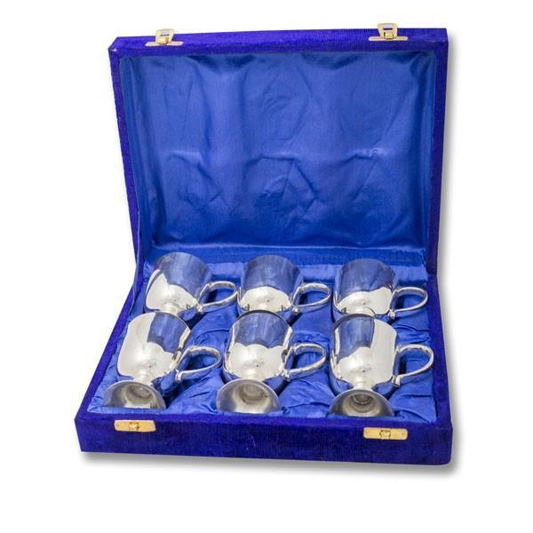 Estuche árabe premium de 6 copas de níquel con asas