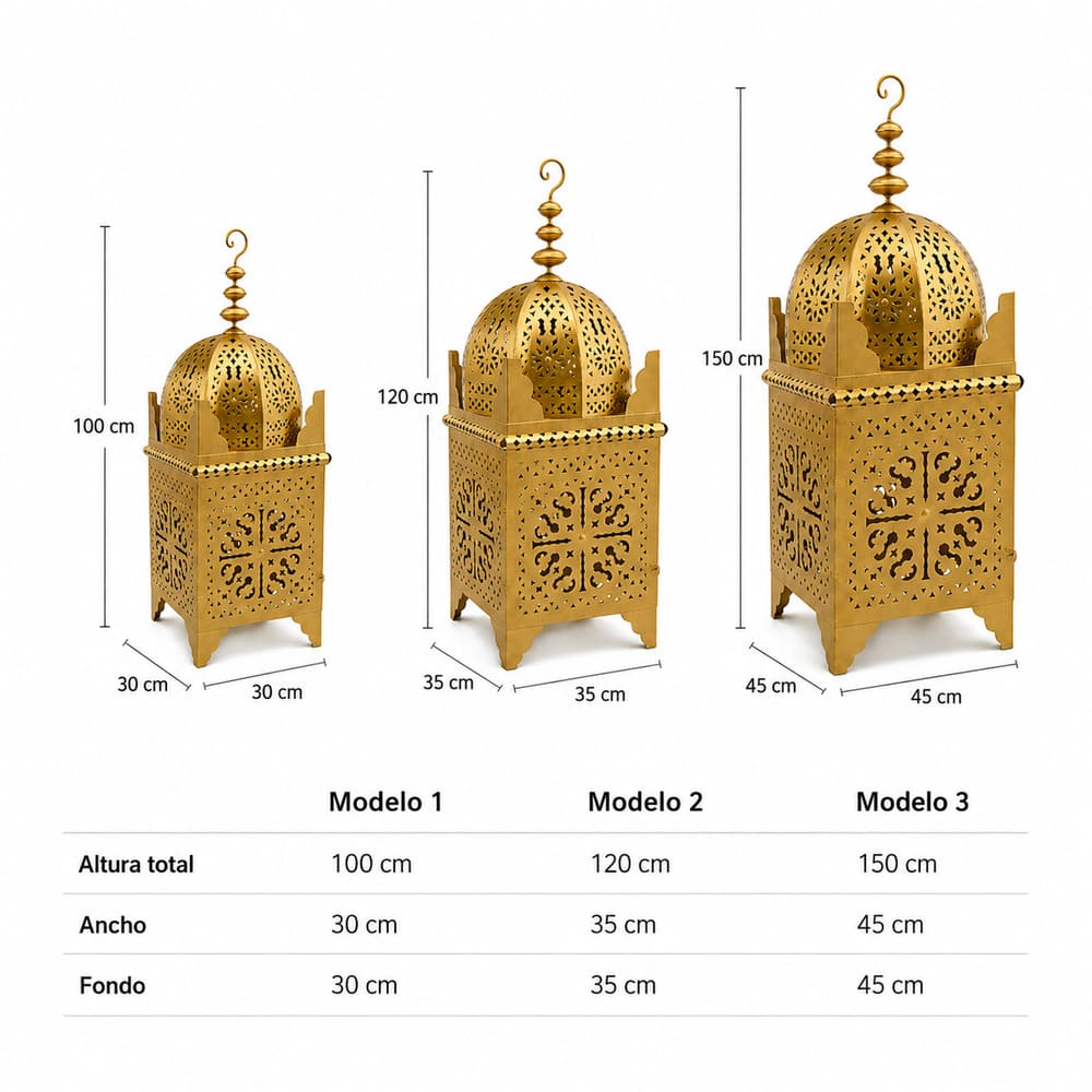 farol árabe forja oro medidas