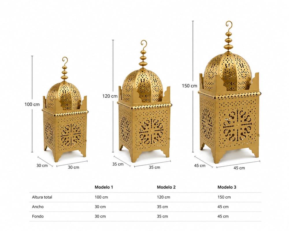 Farol árabe de forja oro | 3 Modelos