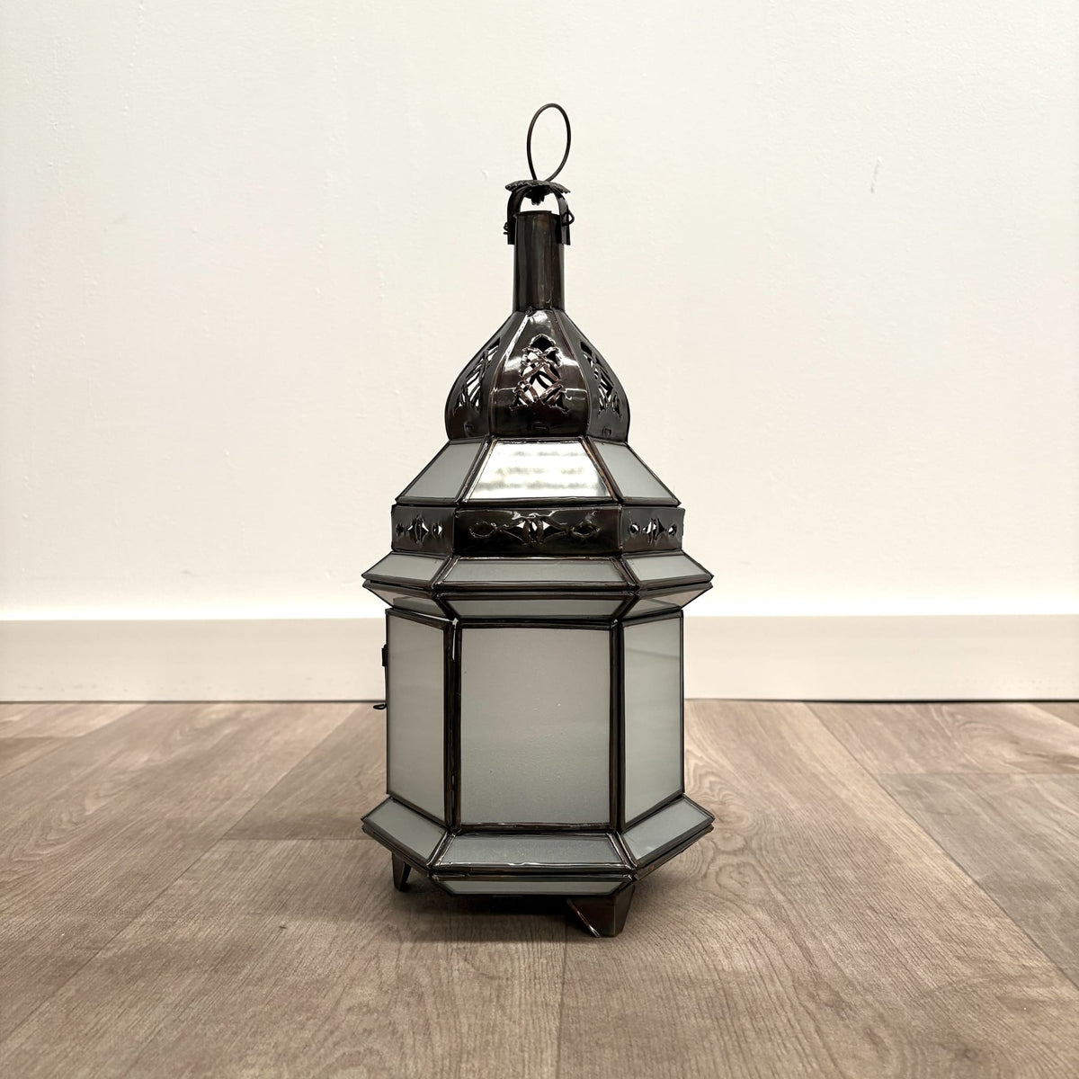 farol árabe hexagonal blanco salón