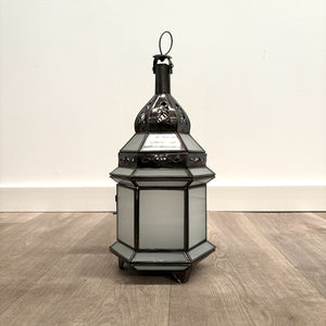 farol árabe hexagonal blanco salón