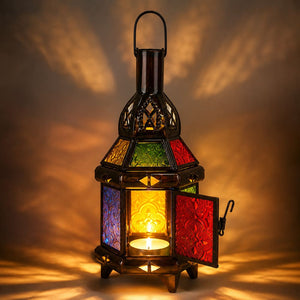 farol árabe hexagonal vela 22cm