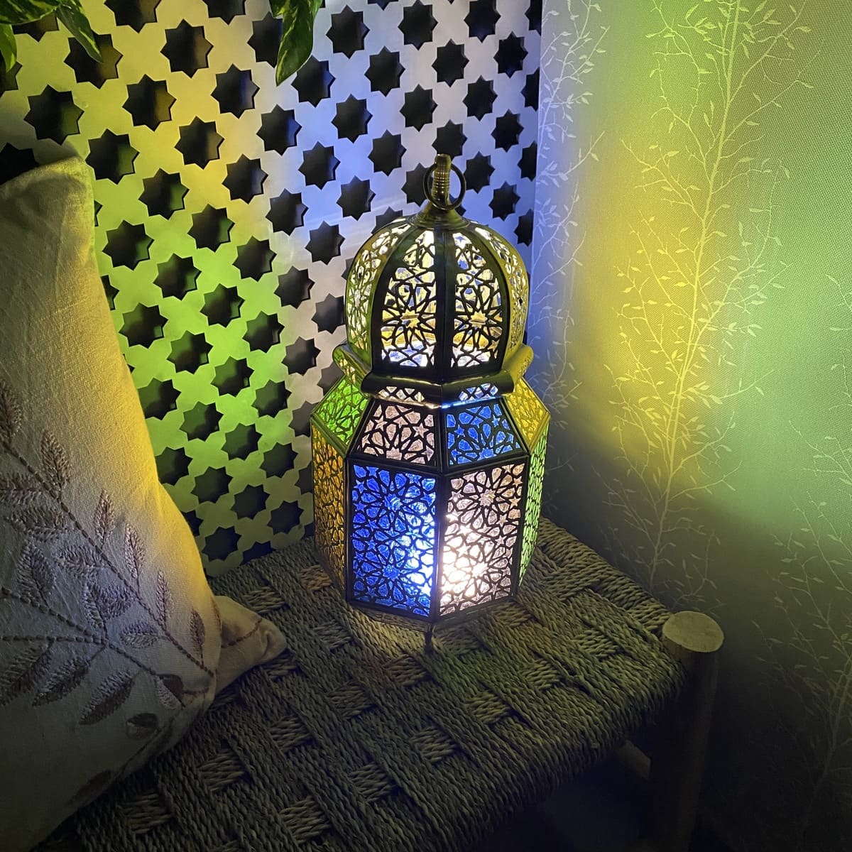 Farol Árabe de Latón Octogonal 38cm | Lámparas Árabes