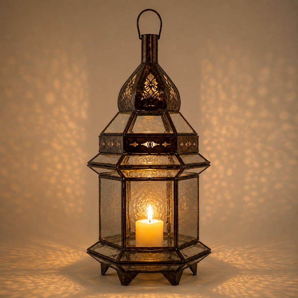 farol árabe transparente hexagonal MS4