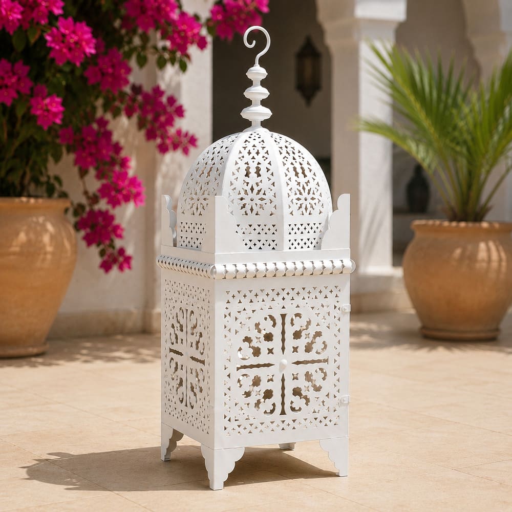farol marroquí blanco forja 100cm