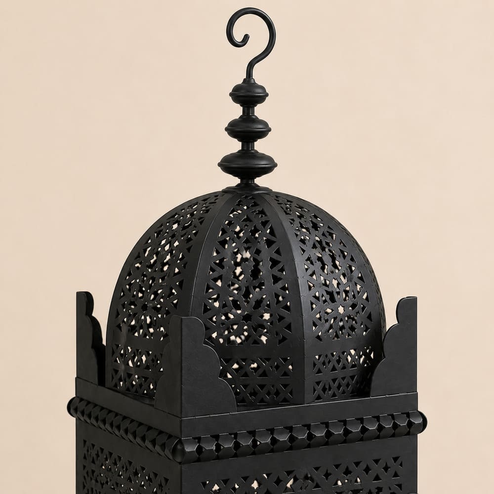 farol marroquí cuadrado forja detalle