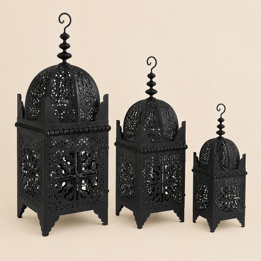 farol marroquí cuadrado forja tres