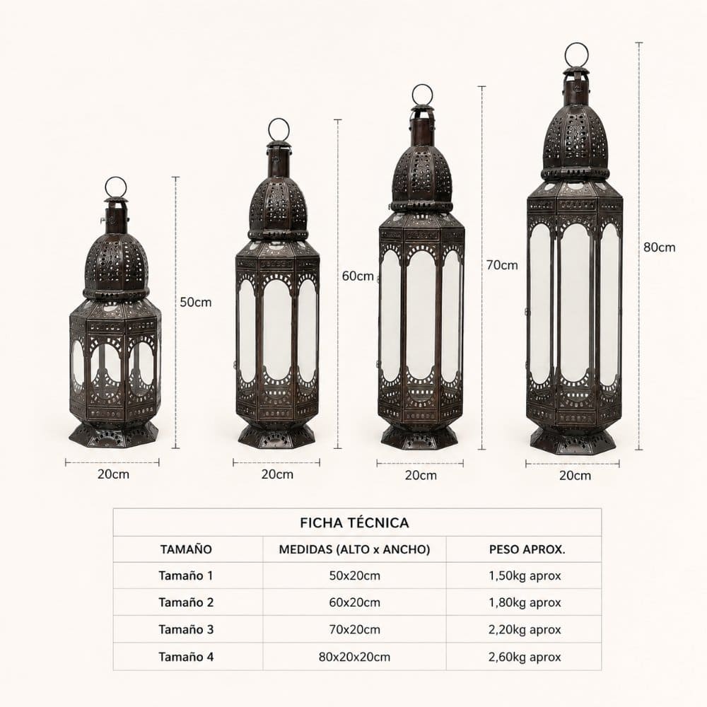 farol marroquí karim alargado técnica