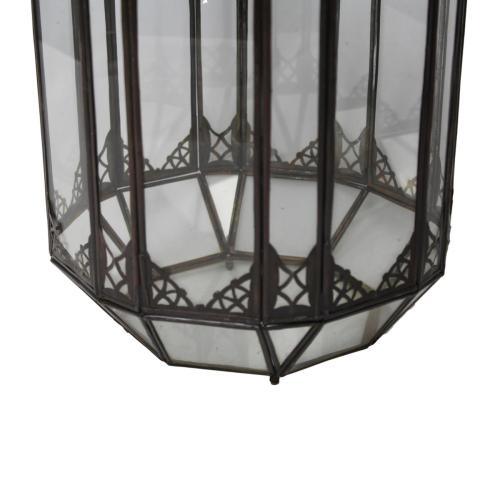 Farol marroquí octogonal de forja y cristal