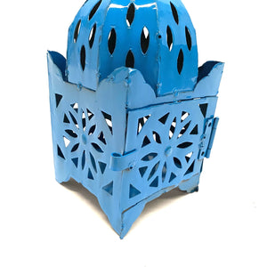 Farol marroquí para velas azul 25cm