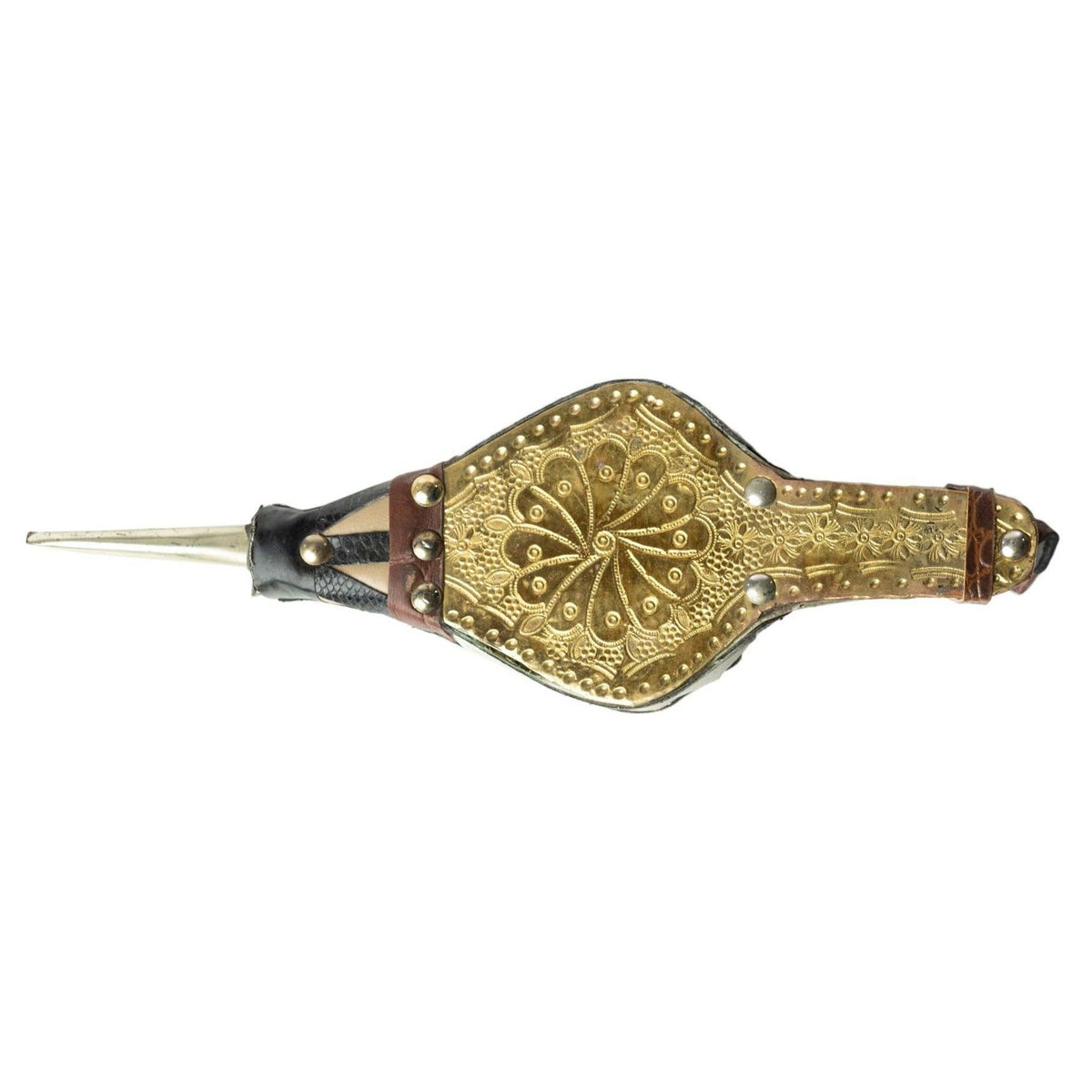 Fuelle marroquí de madera y alpaca decorativo