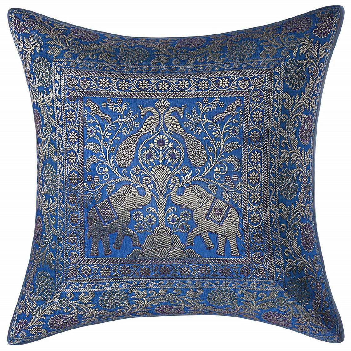 Funda de cojín de India en seda modelo elefante