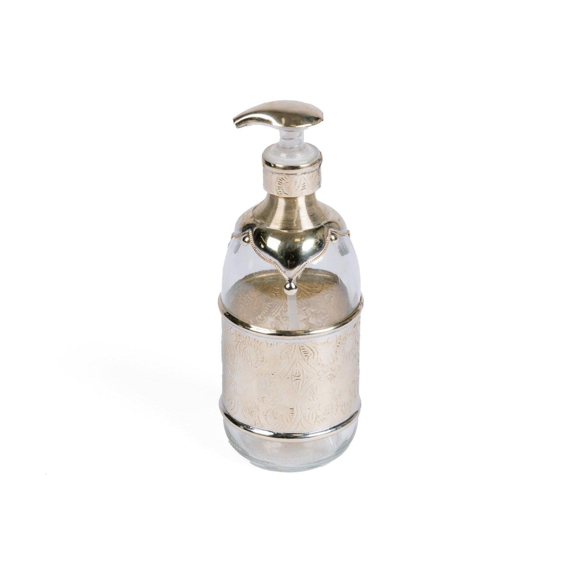 Jabonera árabe de cristal y alpaca tallada