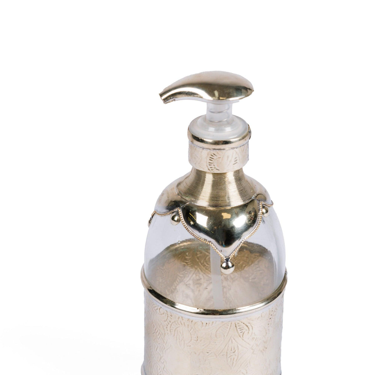 Jabonera árabe de cristal y alpaca tallada