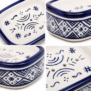 jabonera marroquí Fez azul blanco detalle
