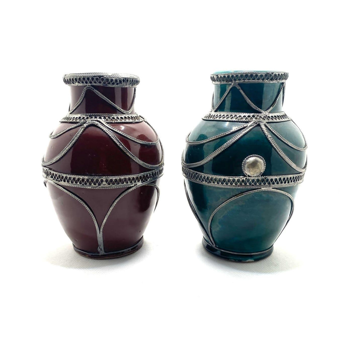 Jarrón marroquí con alpaca